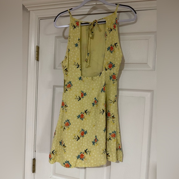 Urban Outfitters Yellow Floral High-Neck Empire Mini Dress Size 6 - Picture 6 of 8